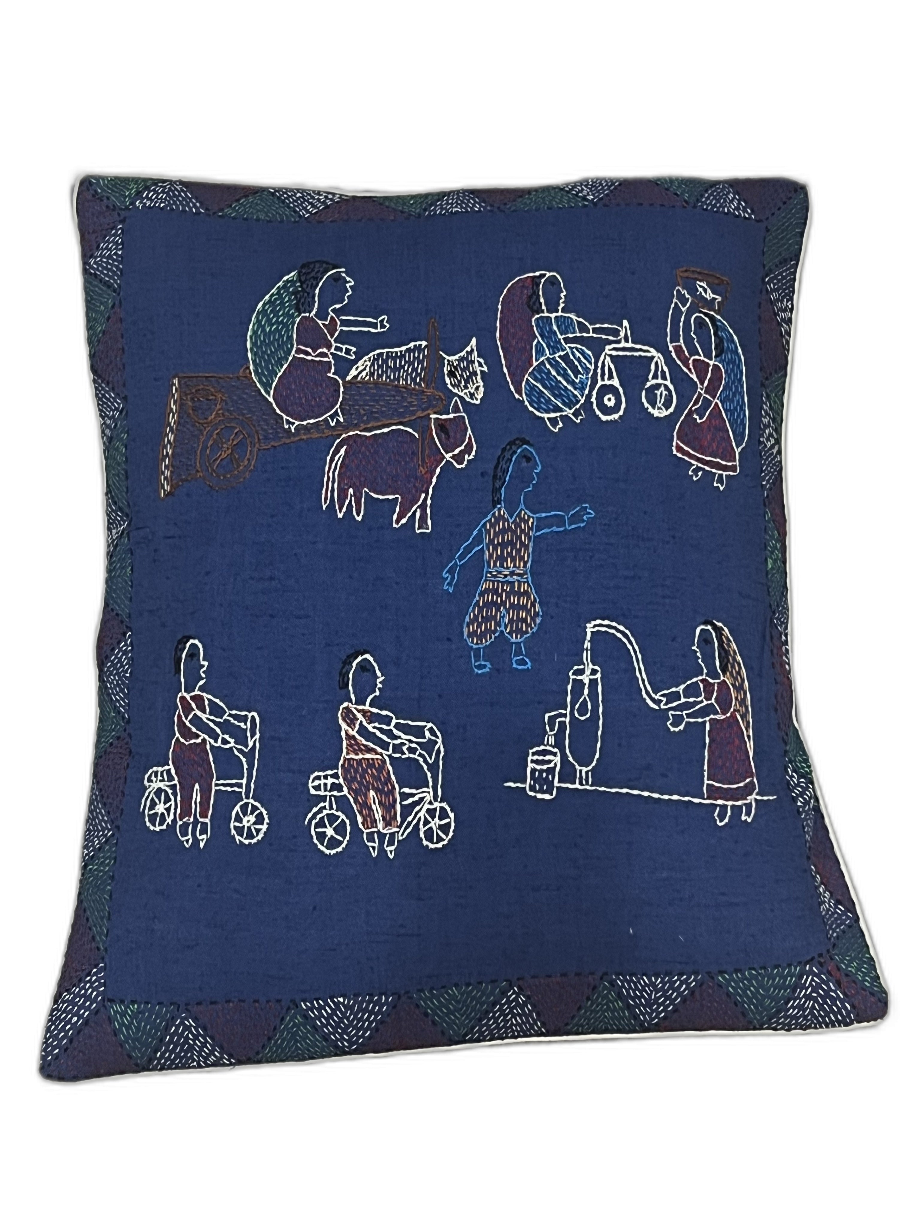 HAND-CRAFTED SUJNI RURAL LIFE CUSHION COVER